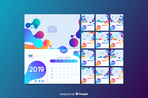 Vecteur gratuit modèle de calendrier 2019