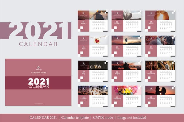 Vecteur gratuit modèle de calendrier 2021 design moderne