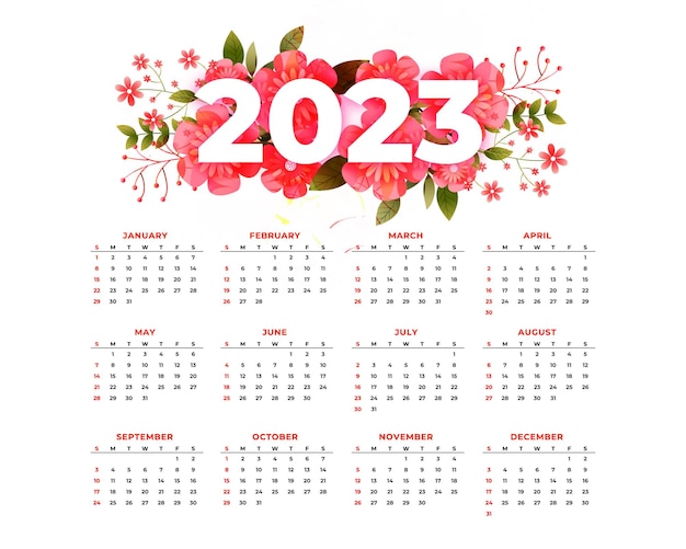 Modèle De Calendrier 2022 De Fleurs Décoratives Pour Le Nouvel An