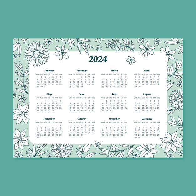 Calendrier 2024 semaine (planning, hebdomadaire, semainier)