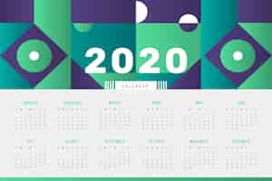 Vecteur gratuit modèle de calendrier abstrait 2020