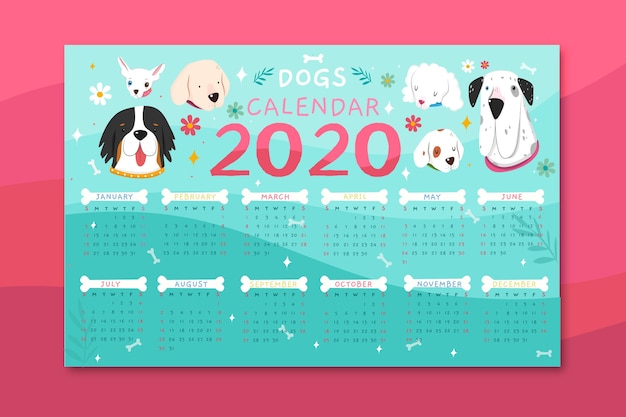 Modèle De Calendrier D'animaux Mignons