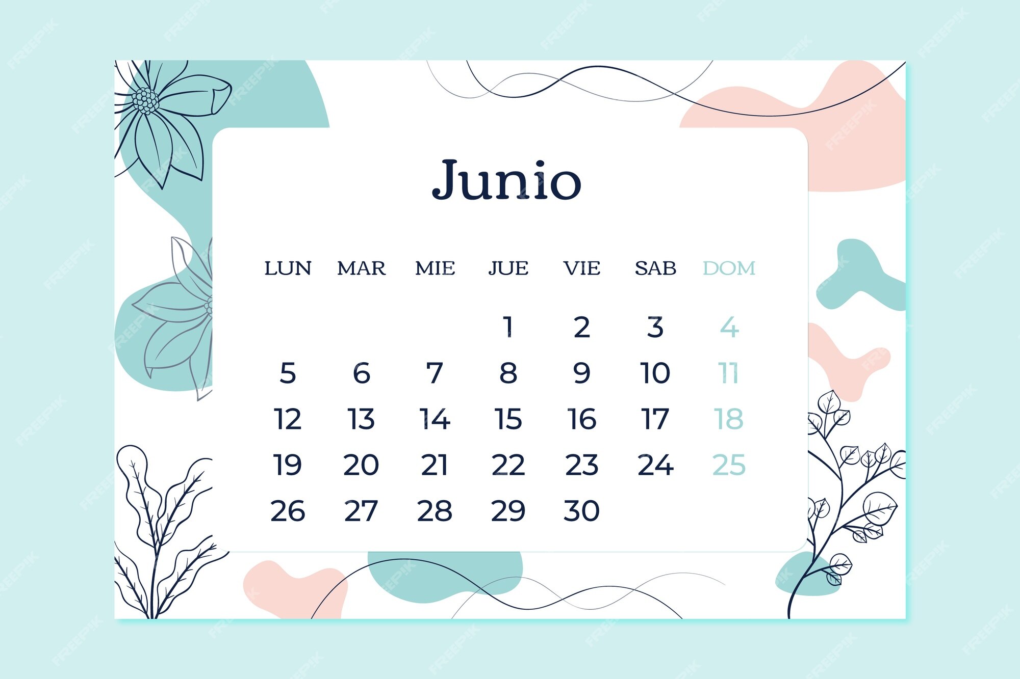 Mes De Junio Calendario Images de Juin Calendrier – Téléchargement gratuit sur Freepik