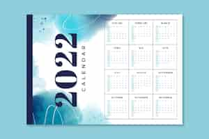 Vecteur gratuit modèle de calendrier aquarelle 2022