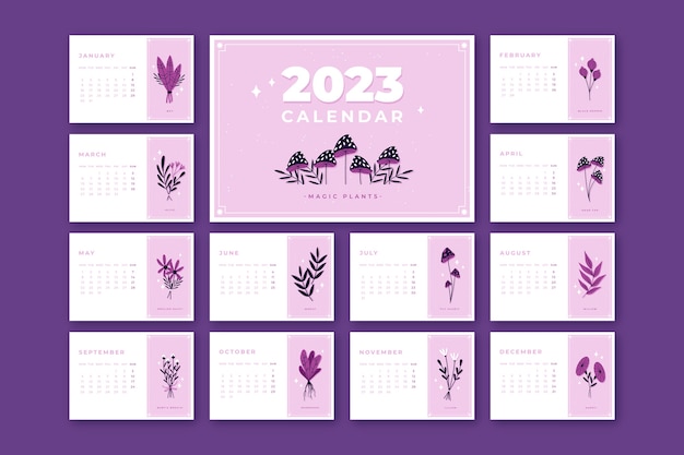 Modèle De Calendrier De Bureau 2023 Dessiné à La Main