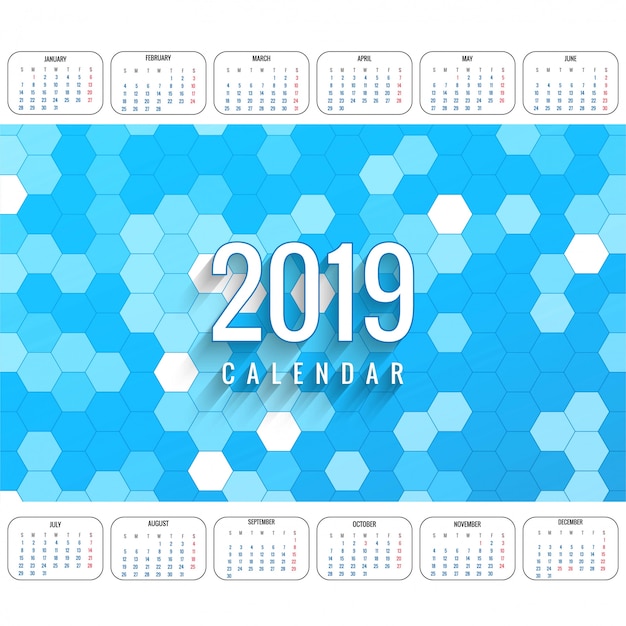 Modèle De Calendrier Coloré Moderne 2019