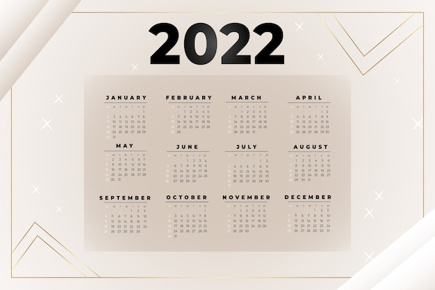 Vecteur gratuit modèle de calendrier dégradé 2022