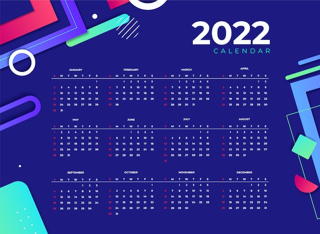 Modèle de calendrier dégradé 2022
