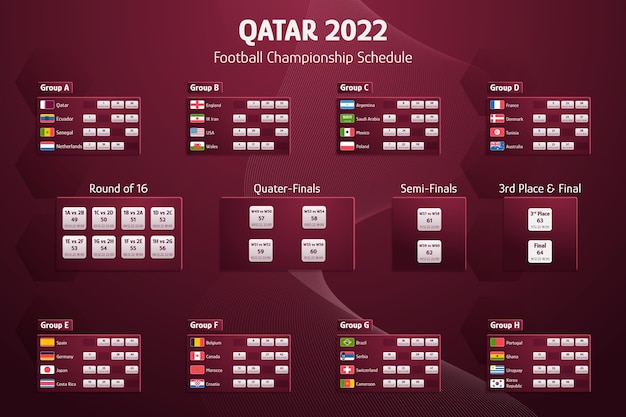 Vecteur gratuit modèle de calendrier du championnat du monde de football dégradé