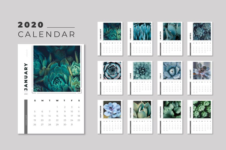 Vecteur gratuit modèle de calendrier floral 2020