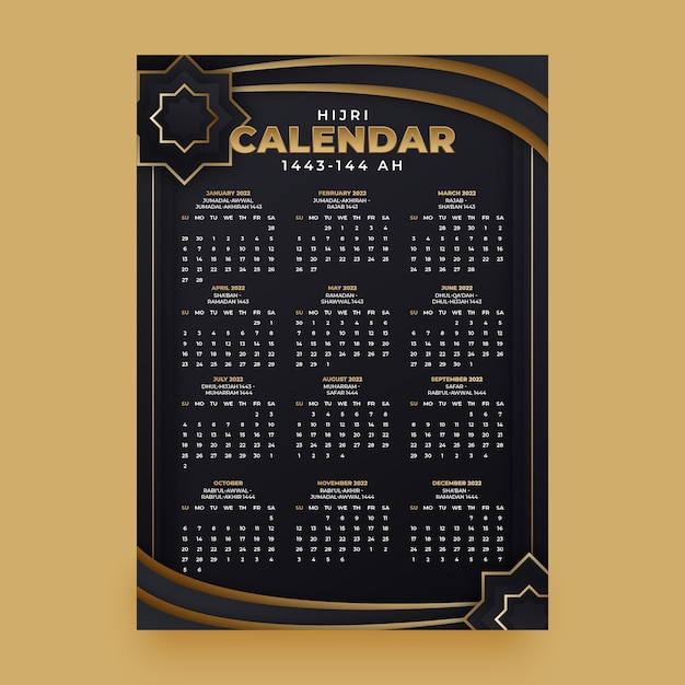 Modèle De Calendrier Islamique Dégradé