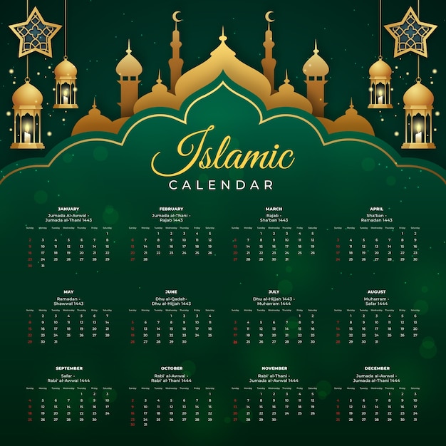 Modèle De Calendrier Islamique Dégradé