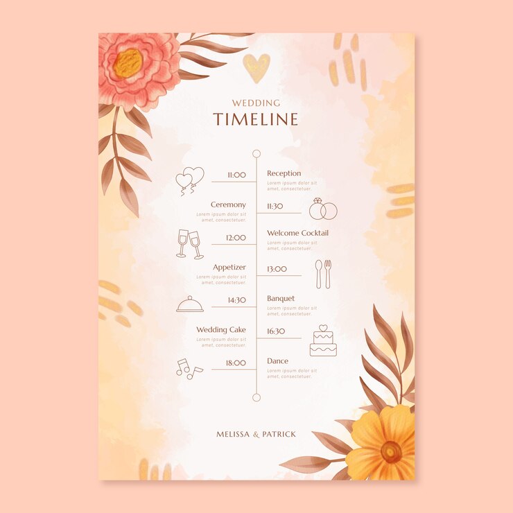 Vecteur gratuit modèle de calendrier de jour de mariage aquarelle