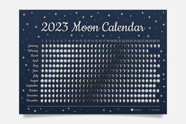 Modèle de calendrier lunaire dégradé 2023