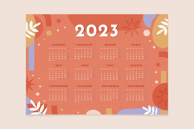 Modèle De Calendrier Mensuel 2023 Dessiné à La Main