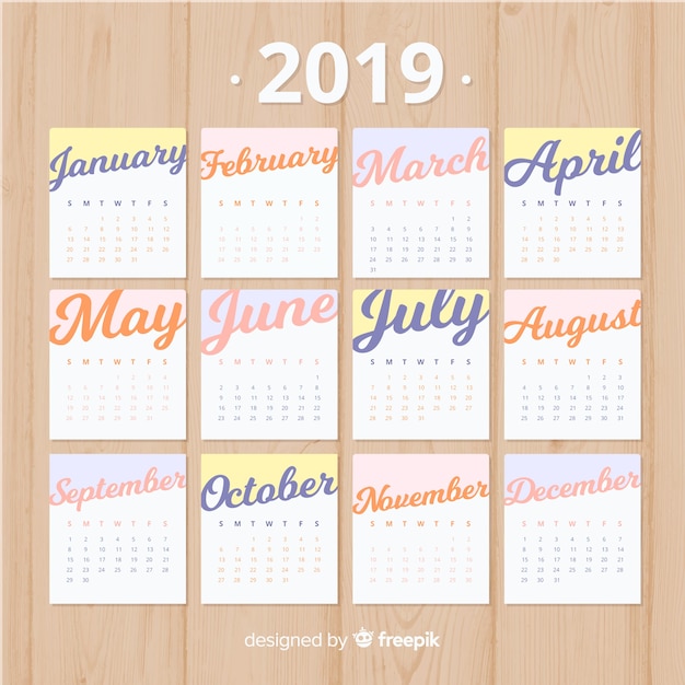 Modèle De Calendrier Moderne 2019 Avec Design Plat