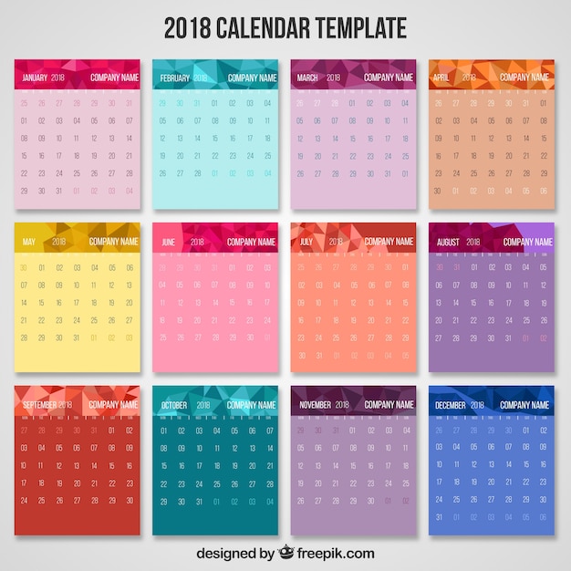 Modèle De Calendrier Multicolore 2018