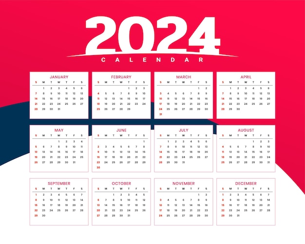 Vecteur gratuit modèle de calendrier mural de bureau créatif 2024 pour le vecteur d'espace de travail