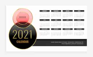 Vecteur gratuit modèle de calendrier de nouvel an de style de luxe