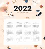 Vecteur gratuit modèle de calendrier plat 2022 dessiné à la main