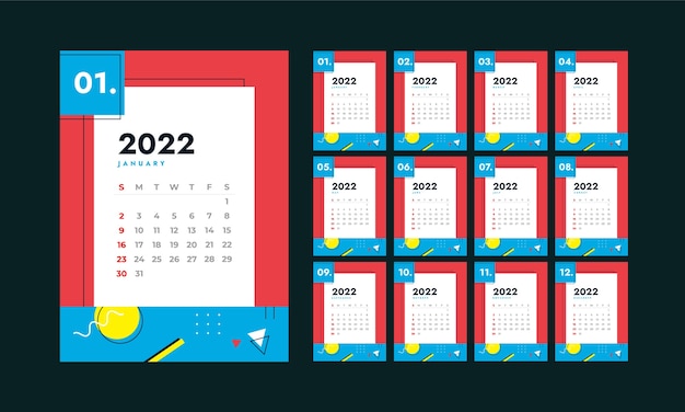 Modèle De Calendrier Plat 2022