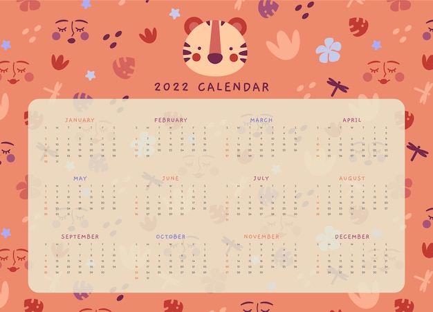 Modèle De Calendrier Plat 2022