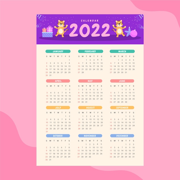 Modèle De Calendrier Plat 2022