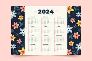 Vecteur gratuit modèle de calendrier plat 2024