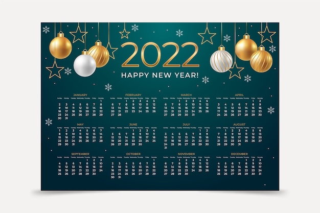 Vecteur gratuit modèle de calendrier réaliste 2022