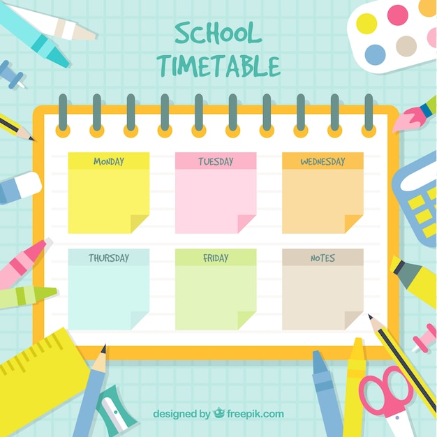 Modèle de calendrier scolaire dans le style plat