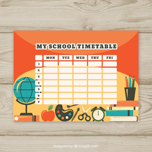 Modèle de calendrier scolaire avec un design plat