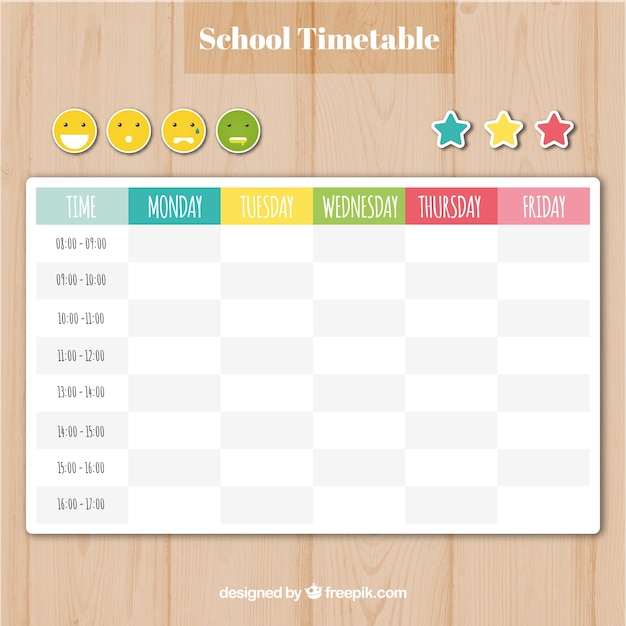 Modèle De Calendrier Scolaire Avec Des Smileys Et Des étoiles