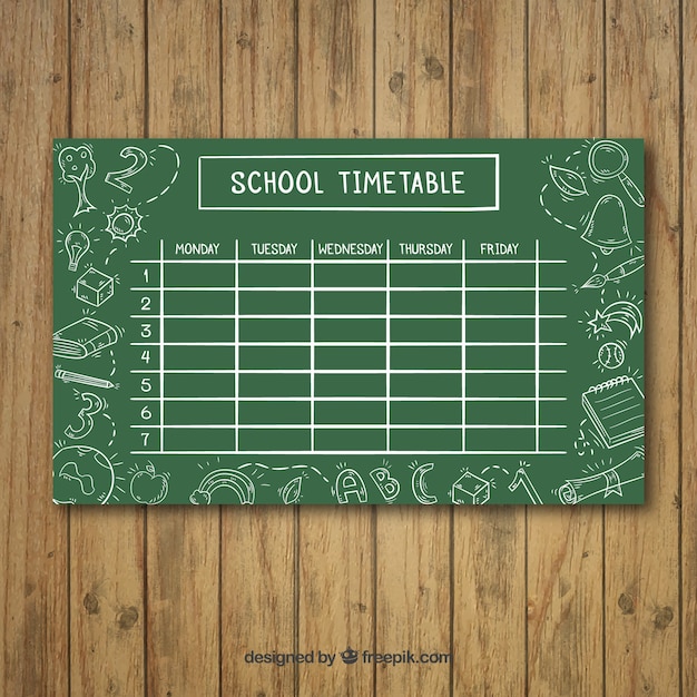 Vecteur gratuit modèle de calendrier scolaire style de tableau