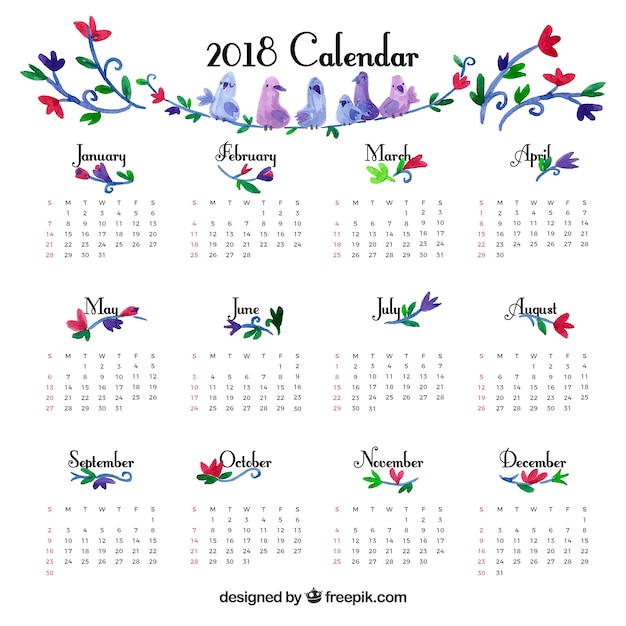 Modèle De Calendrier Vintage Mignon 2018