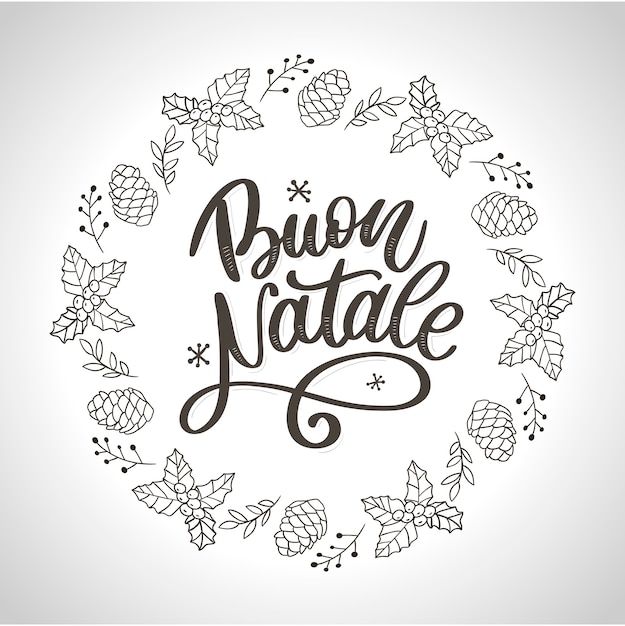 Joyeux Noel Carte Design Avec Texte Italien Vecteur Premium