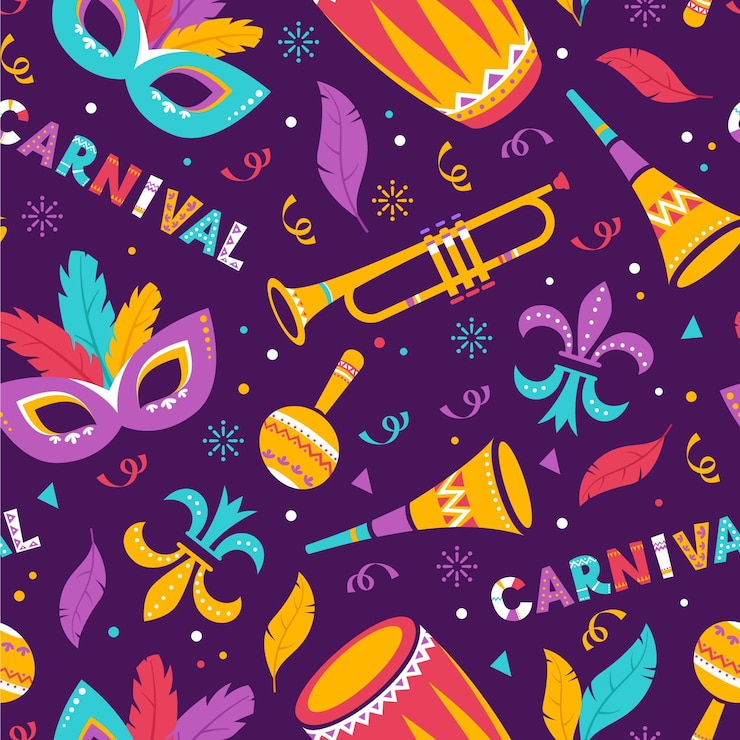 Vecteur gratuit modèle de carnaval brésilien dessiné à la main