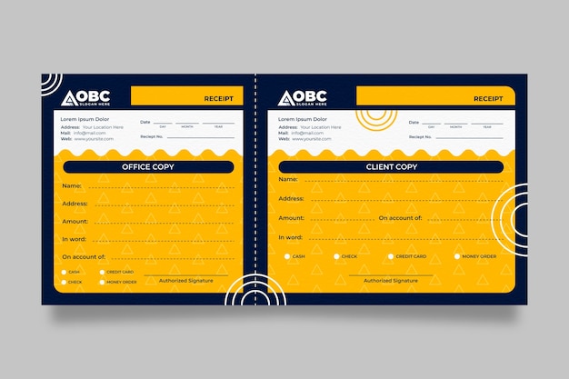 Vecteur gratuit modèle de carnet de reçus design plat