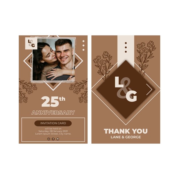 Modele De Carte D Anniversaire De 25 Ans Vecteur Gratuite