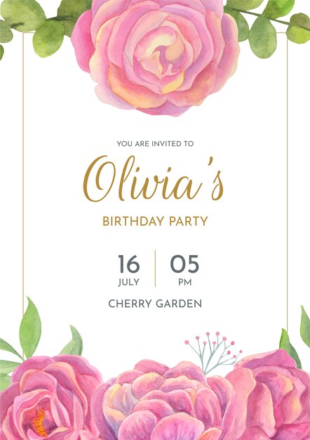 Modèle de carte d'anniversaire floral