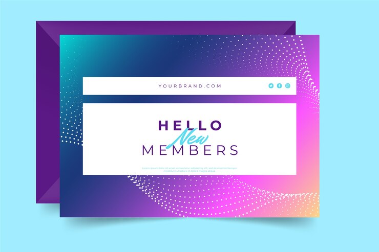 Vecteur gratuit modèle de carte de bienvenue dégradé