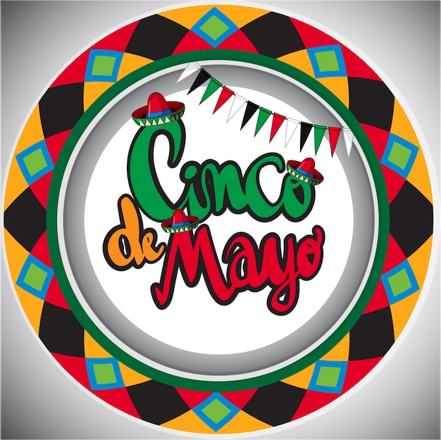 Modèle de carte Cinco de Mayo avec un design rond