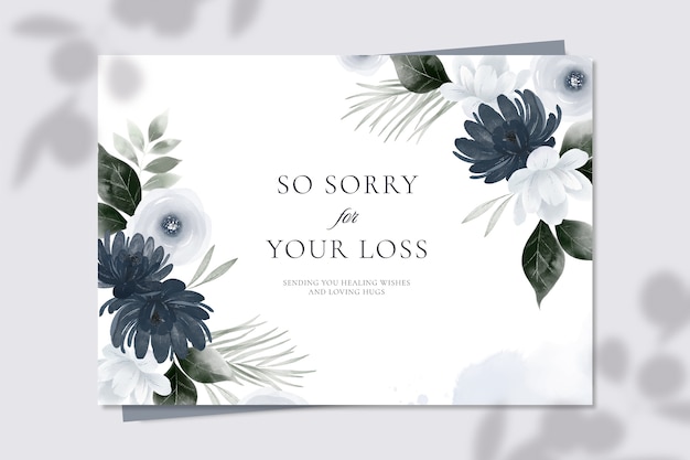 Vecteur gratuit modèle de carte de condoléances floral aquarelle