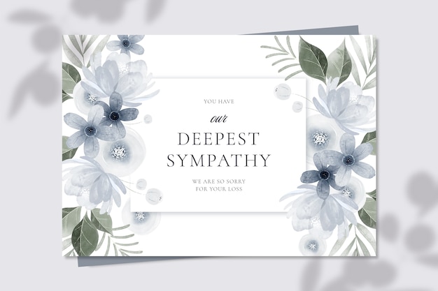 Vecteur gratuit modèle de carte de condoléances floral aquarelle