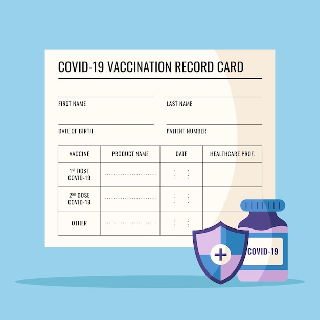 Modèle De Carte D'enregistrement Plat De Vaccination Contre Le Coronavirus