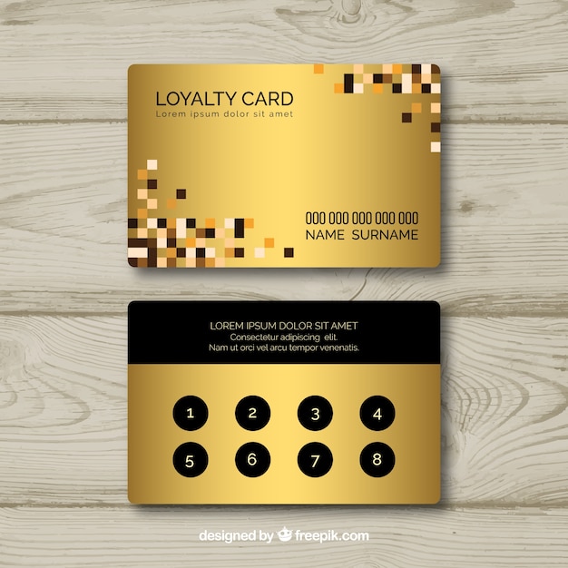 Vecteur gratuit modèle de carte de fidélité avec style doré