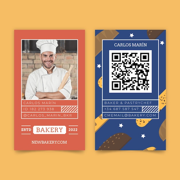 Modèle de carte d'identité de boulangerie minimale