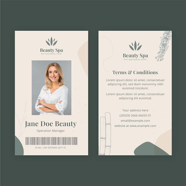 Modèle De Carte D'identité Spa Beauté Dessiné à La Main