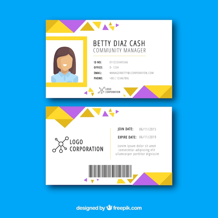 Vecteur gratuit modèle de carte d&#39;identité