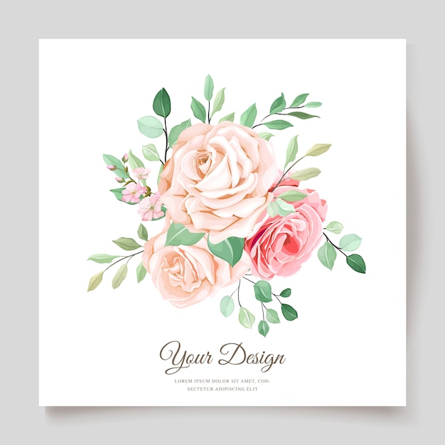 Vecteur gratuit modèle de carte d'invitation de belles roses