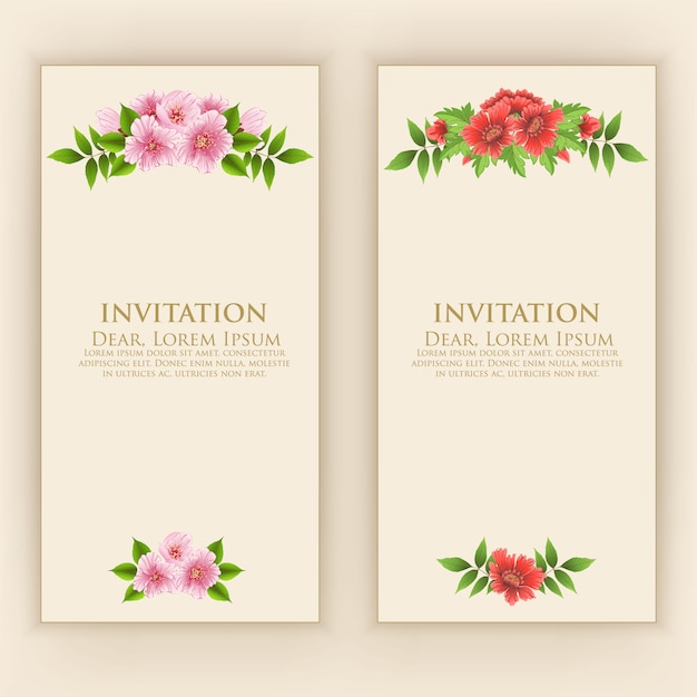 Modèle De Carte D'invitation Avec Une Décoration Florale élégante